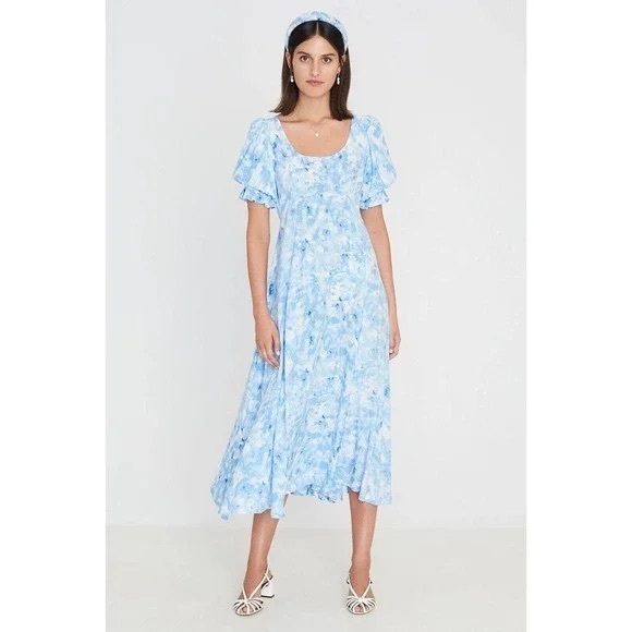 Faithfull the Brand Linnie Blue Midi Dress